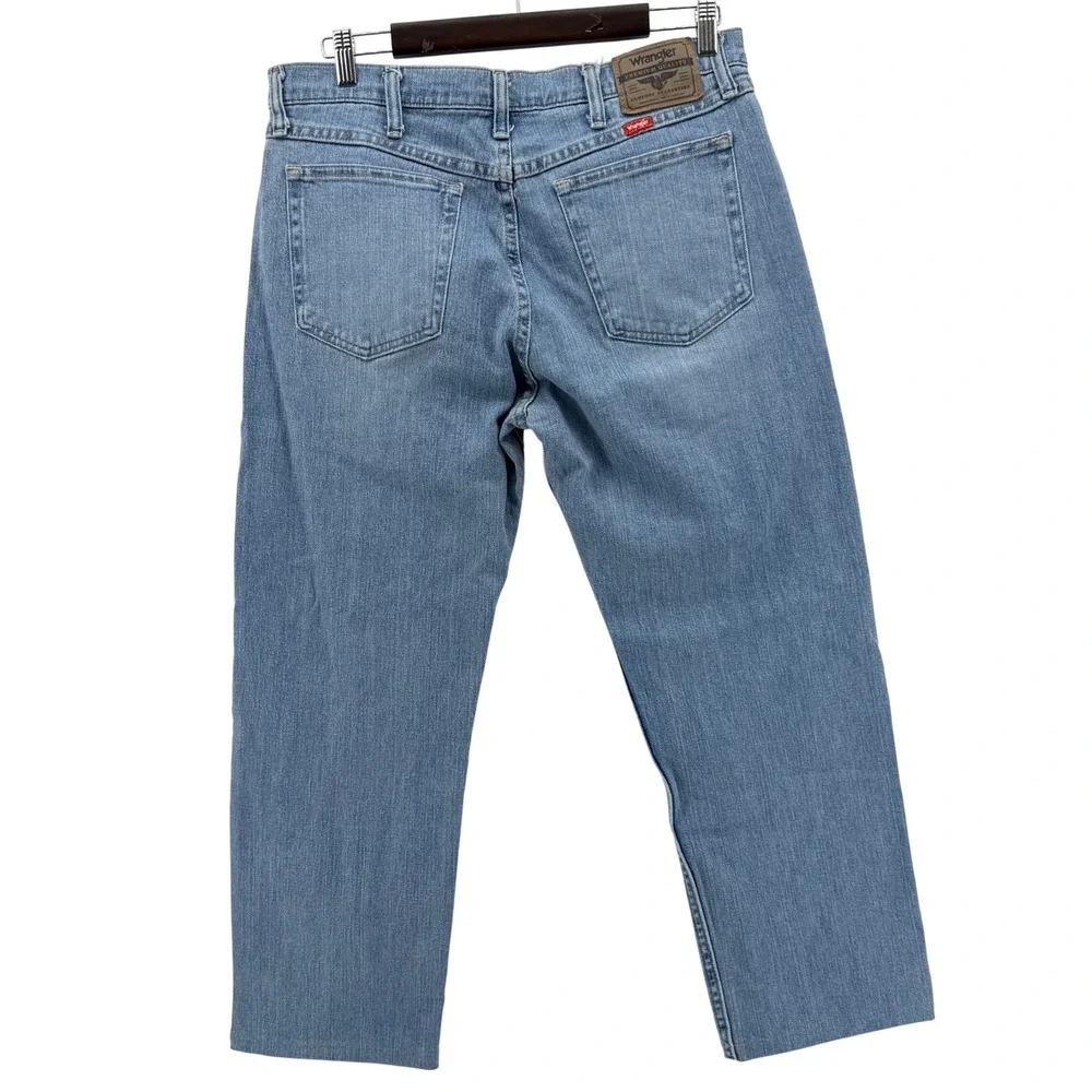 Wrangler Jeans Mens 34x29(hemmed to 27) Light Blue Straight Leg Premium Quality